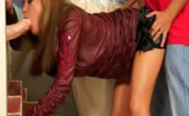 Sexy babe fucked and gloryholed